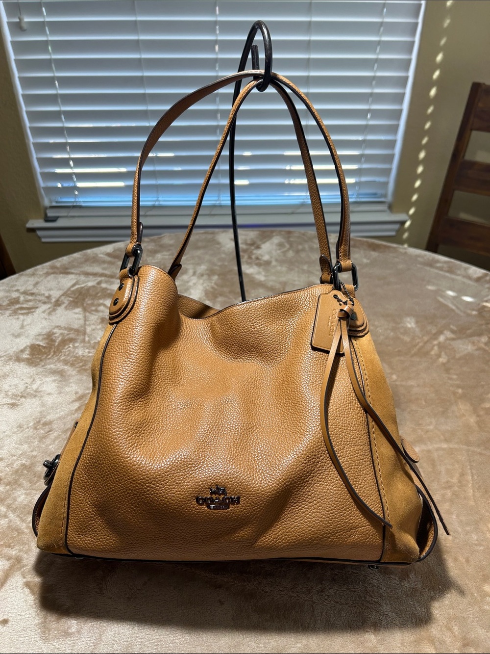 Coach Caramel Pebbled Leather Hobo Shoulder Bag